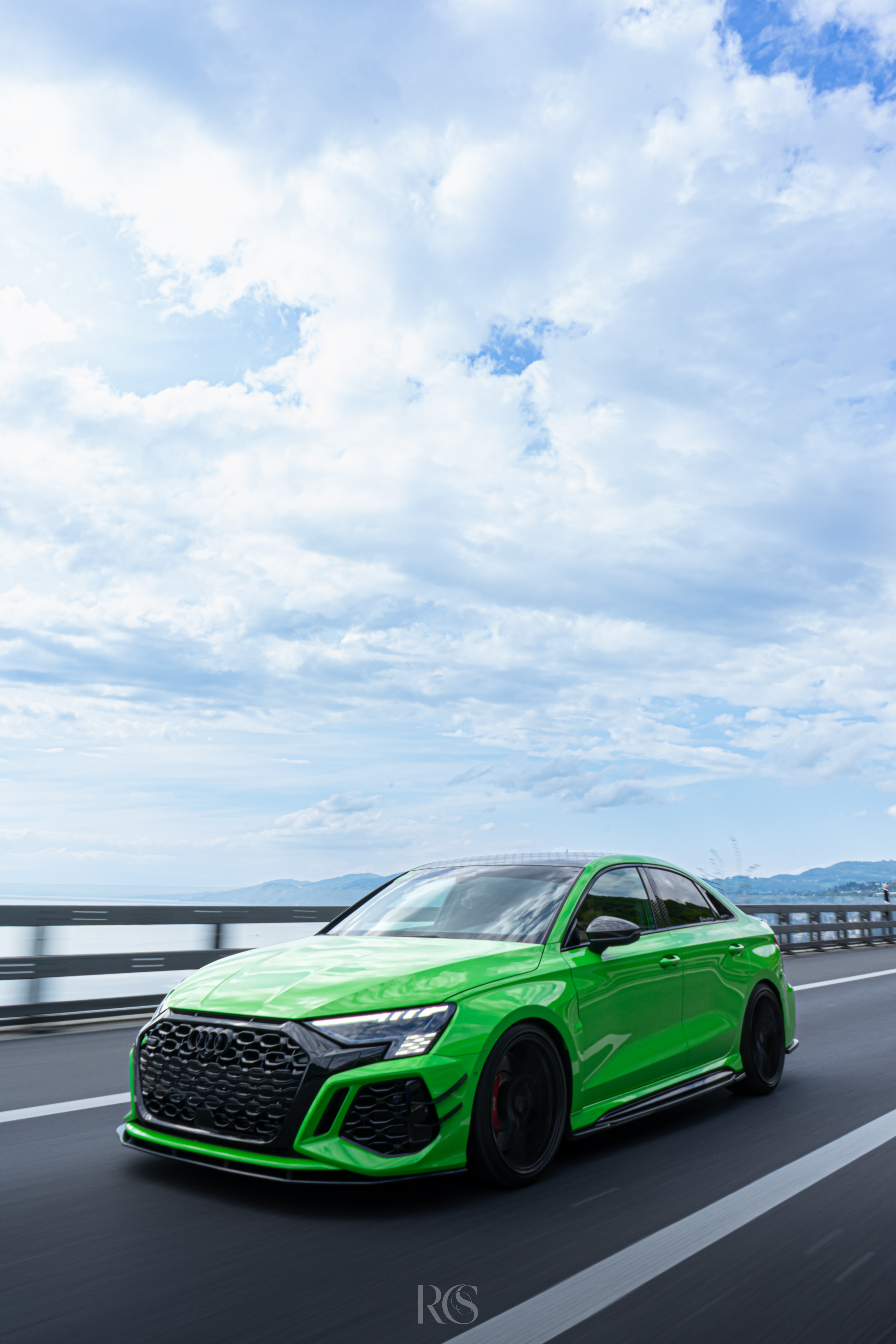 Audi RS3 en séance photo automobile, Suisse